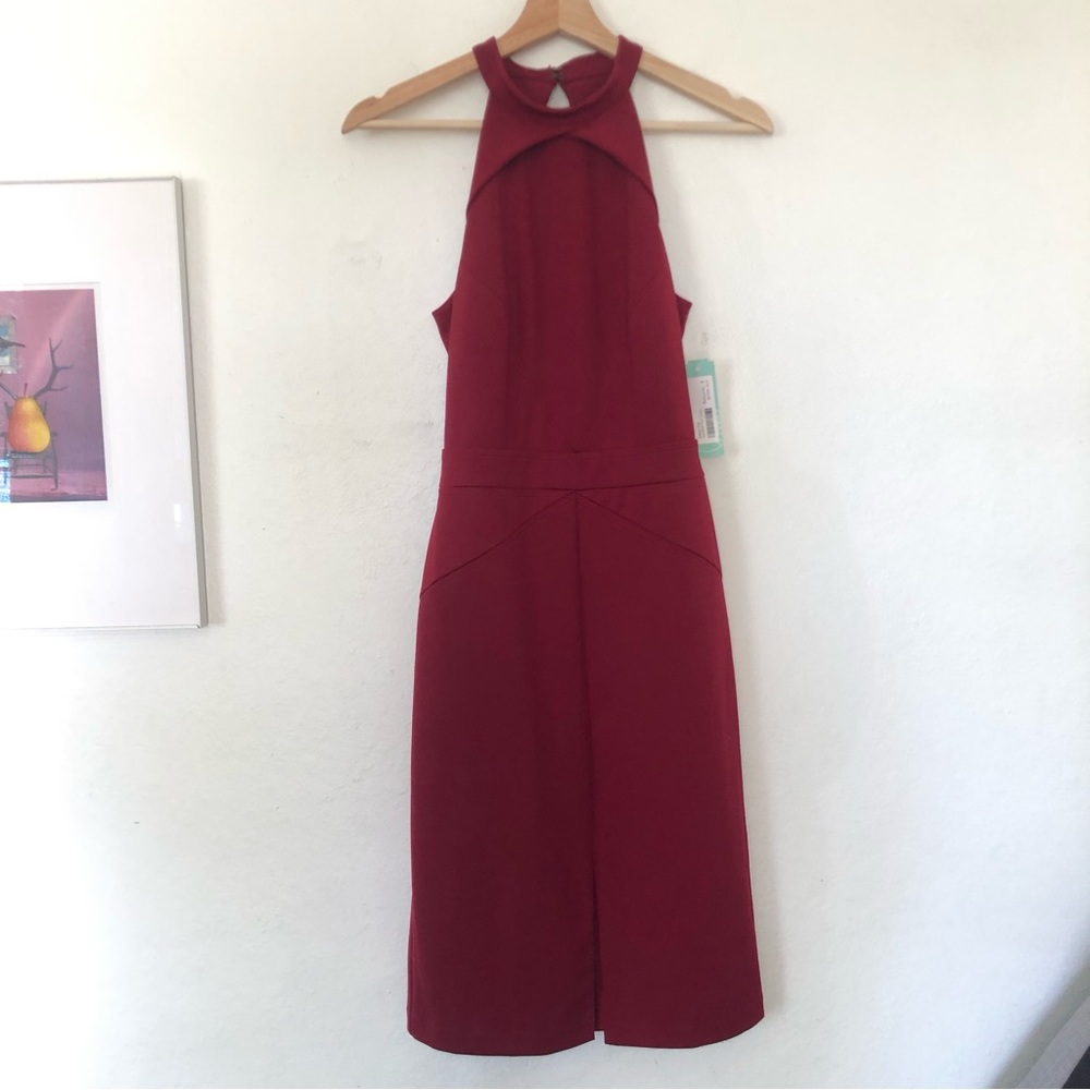 Adelyn Rae Sleeveless Burgundy Midi Dress
